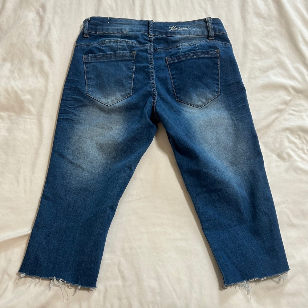 VIP Jeans Womens Blue Mid Rise Raw Hem Capri Denim Jeans Size 1/2 1-6917NB-5 - Picture 11 of 11